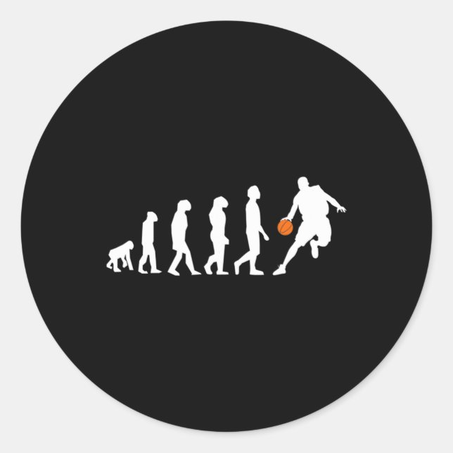Basketball Evolution Of Humanity Funny Hoop Design Classic Round Sticker (Front)