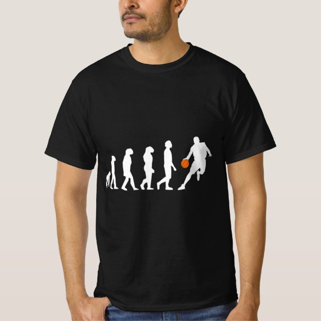 Basketball Evolution Of Humanity Funny Hoop Design T-Shirt (Front)
