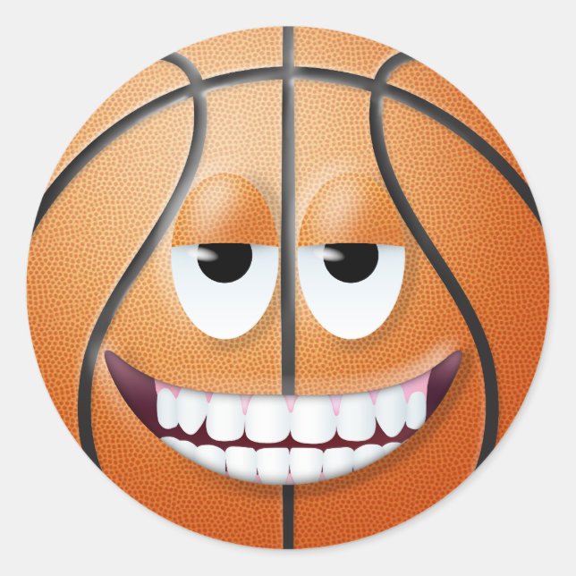 Basketball Face 2 Classic Round Sticker (Front)