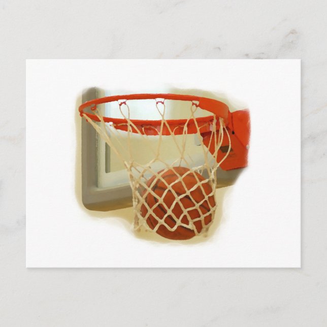 Basketball falling through hoop postcard (Front)