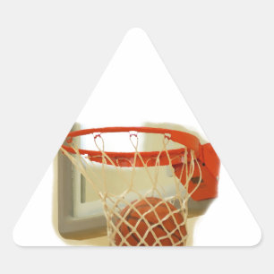 Basketball falling through hoop triangle sticker
