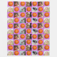 Basketball Family Collage Photo Pattern Purple