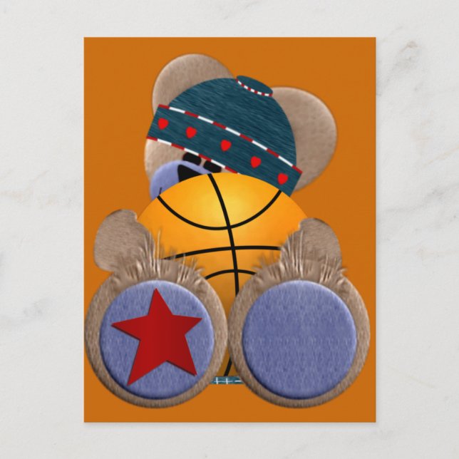 Basketball Fan Bear Postcard (Front)