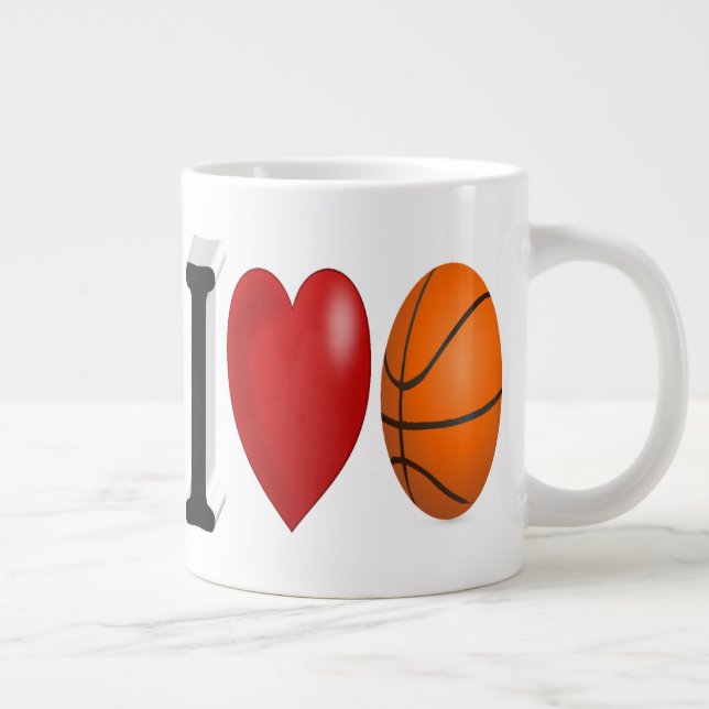 Basketball Fan half text  Giant Coffee Mug (Right)