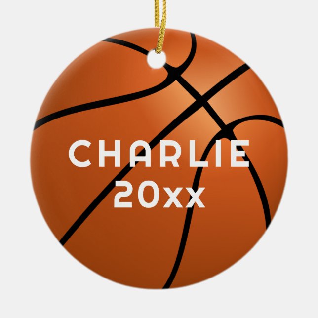 Basketball Fan Name Christmas Ceramic Ornament (Front)
