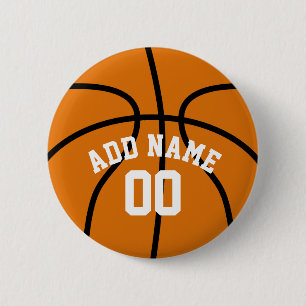 Basketball Fan with Custom Name Number 2 Inch Round Button