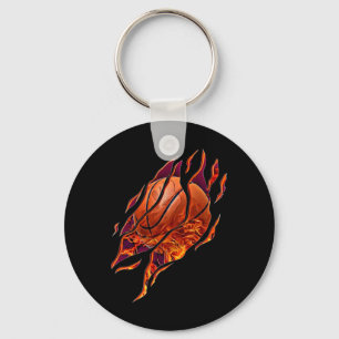 Basketball Fire and Scratches Bball Player Sport B Keychain