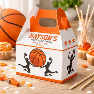 Basketball First Year Down 1st Birthday Favor Box