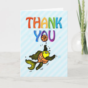 Basketball Fish funny cute cartoon THANK-YOU CARD
