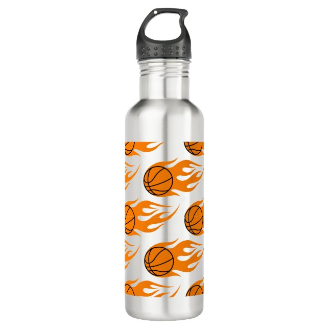Basketball Flame Stainless Steel Water Bottle (Front)