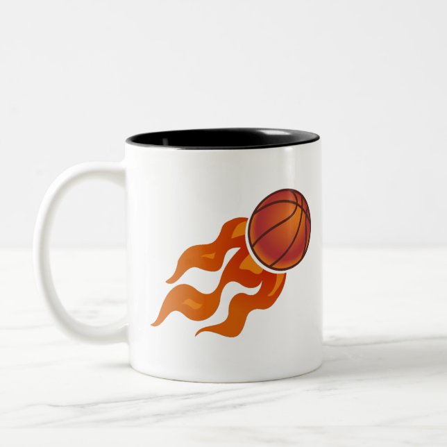 Basketball flames Two-Tone coffee mug (Left)