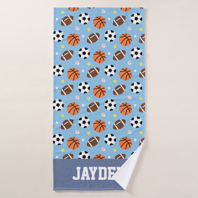 Basketball Football Football Balls Motif sportif (Serviette de bain)