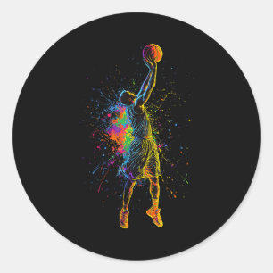 Basketball For Men Kids Youth Player Slam Dunk Tee Classic Round Sticker