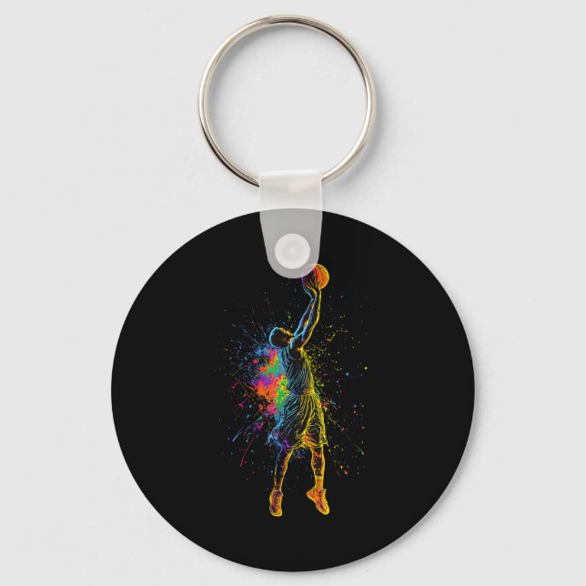 Basketball For Men Kids Youth Player Slam Dunk Tee Keychain (Front)