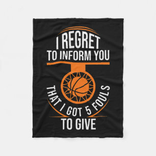 Basketball Fouls Quote Funny Basketball 5 Foul Cha Fleece Blanket