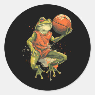 Basketball Frog Bball Player Artwork Drawing Baske Classic Round Sticker