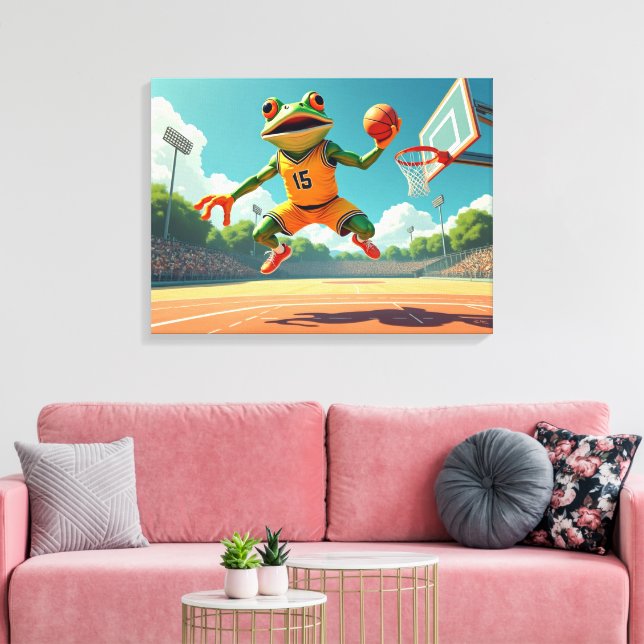Basketball Frog canvas print (Insitu(LivingRoom))