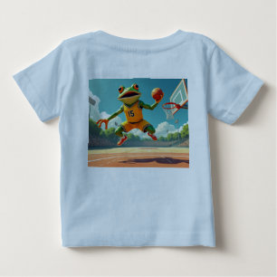 Basketball Frog full scene baby blue shirt back