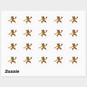 Basketball Frog small round white stickers