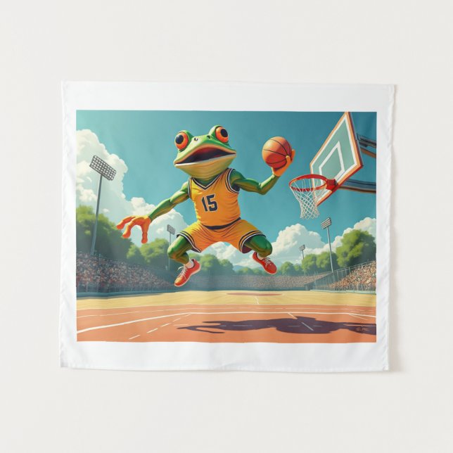 Basketball Frog tapestry (Front (Horizontal))
