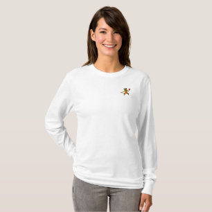 Basketball Frog women white long slv shirt pocket