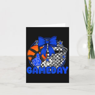 Basketball Game Day Go Cheer Team Blue Coquette Ch Card