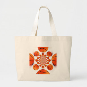 Basketball Game of Champions: Court Vision Kaleida Large Tote Bag