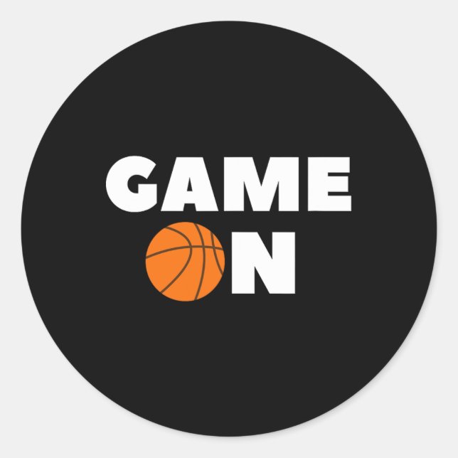 Basketball Game On  Classic Round Sticker (Front)