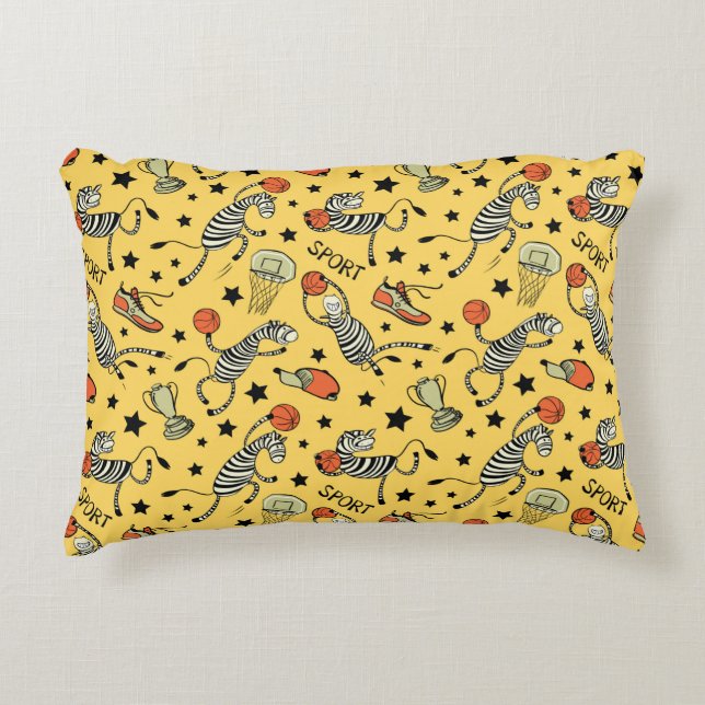 Basketball game seamless pattern with doodle cute  accent pillow (Front)