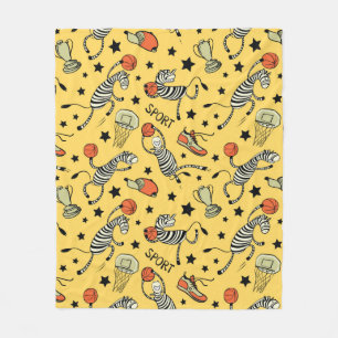Basketball game seamless pattern with doodle cute  fleece blanket