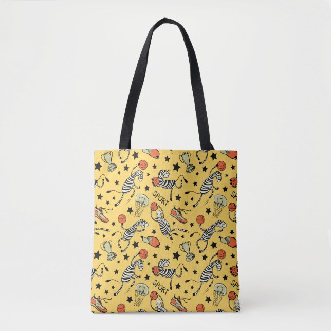 Basketball game seamless pattern with doodle cute  tote bag (Front)