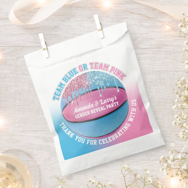 Basketball Gender Reveal Favour Bag (Clipped)
