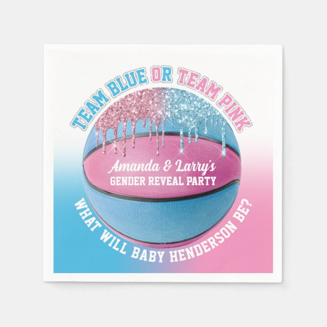Basketball Gender Reveal Napkin (Front)