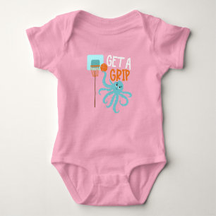 Basketball Get a Grip Octopus Quote Baby Bodysuit