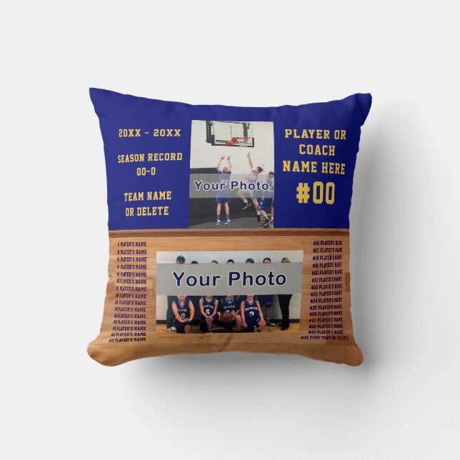 Basketball Gift Ideas, Your PHOTOS, TEXT & COLORS Throw Pillow (Front)