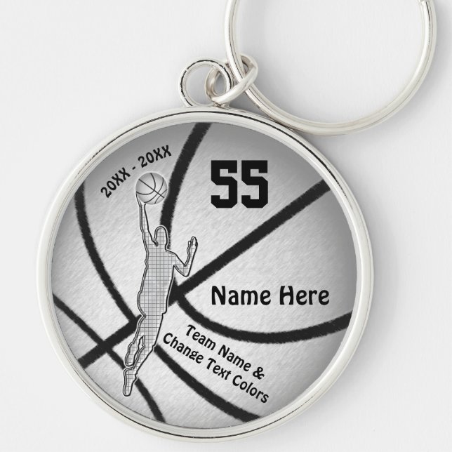 Basketball Gifts for Boys, Personalized Basketball Keychain (Front)