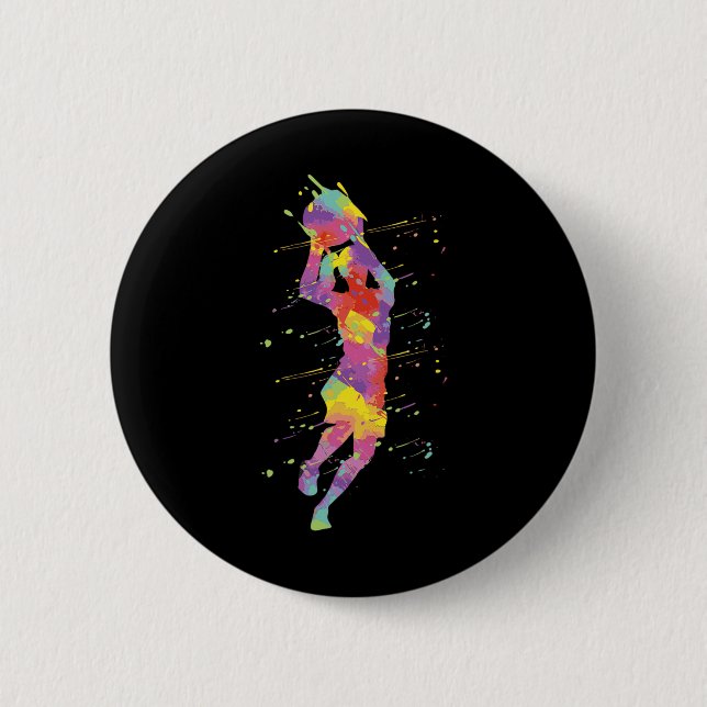 Basketball Girl 2 Inch Round Button (Front)
