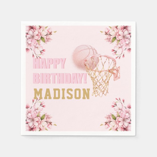 Basketball Girl Birthday Personalized Napkin (Front)