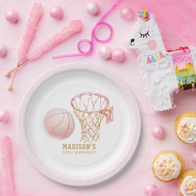 Basketball Girl Birthday Personalized Paper Plate (Party)