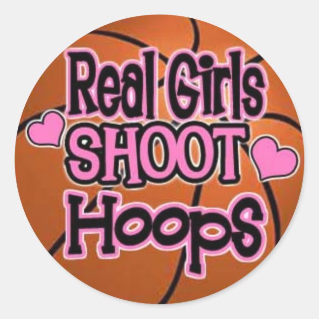 basketball girl classic round sticker (Front)