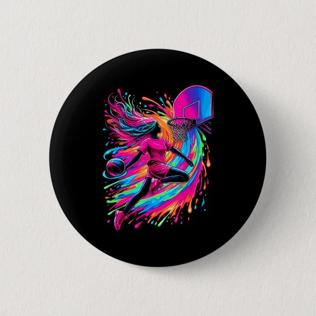 Basketball Girl Colourful  2 Inch Round Button (Front)