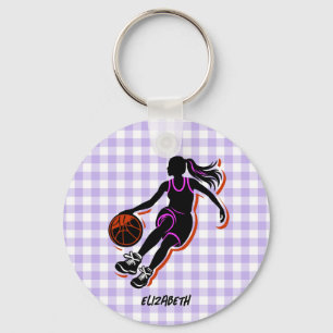 Basketball Girl Dribbling Personalized Keychain