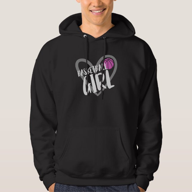 Basketball Girl Heart Hoodie (Front)