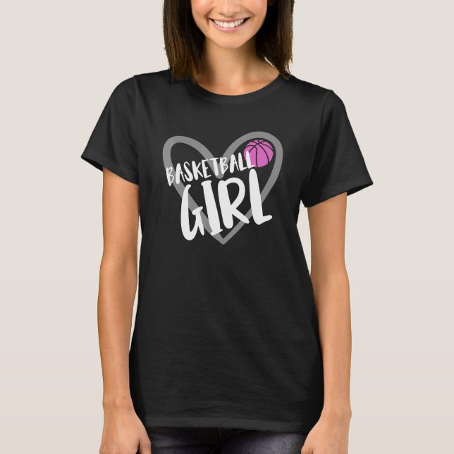 Basketball Girl Heart T-Shirt (Front)