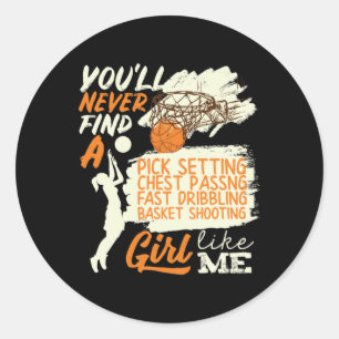 Basketball Girl Like Me Shooting Dribbling Classic Round Sticker