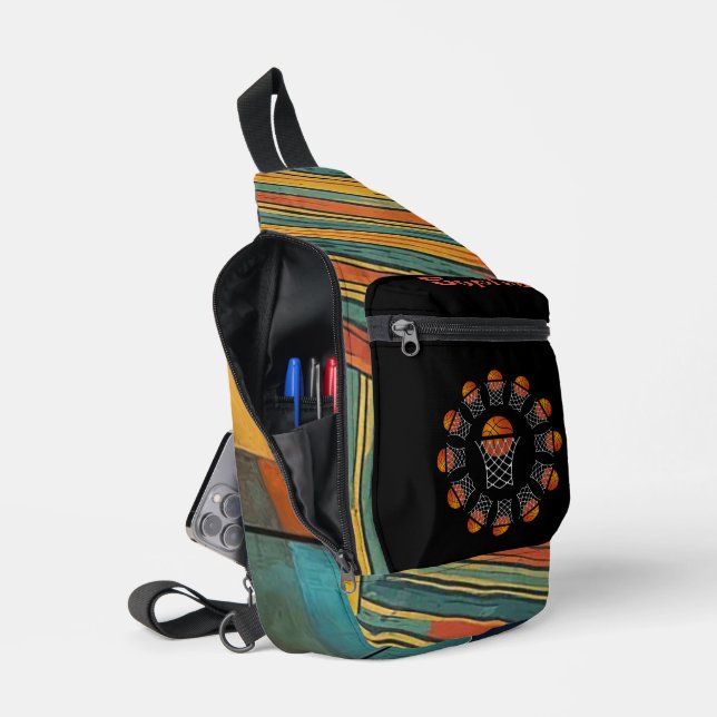 “Basketball Girl” Modern Print Small Sling Bag (Open)