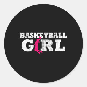 Basketball Girl Player Silhouette Sport Gift  Classic Round Sticker