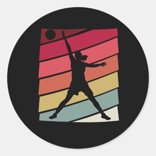 Basketball Girl Retro Classic Round Sticker (Front)