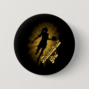 Basketball Girl Shadow In The Rays  2 Inch Round Button