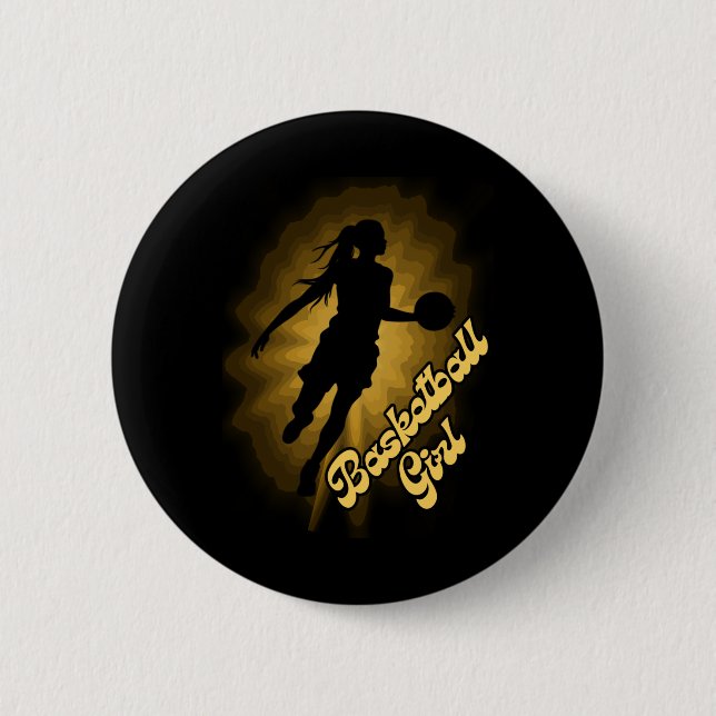 Basketball Girl Shadow In The Rays  2 Inch Round Button (Front)